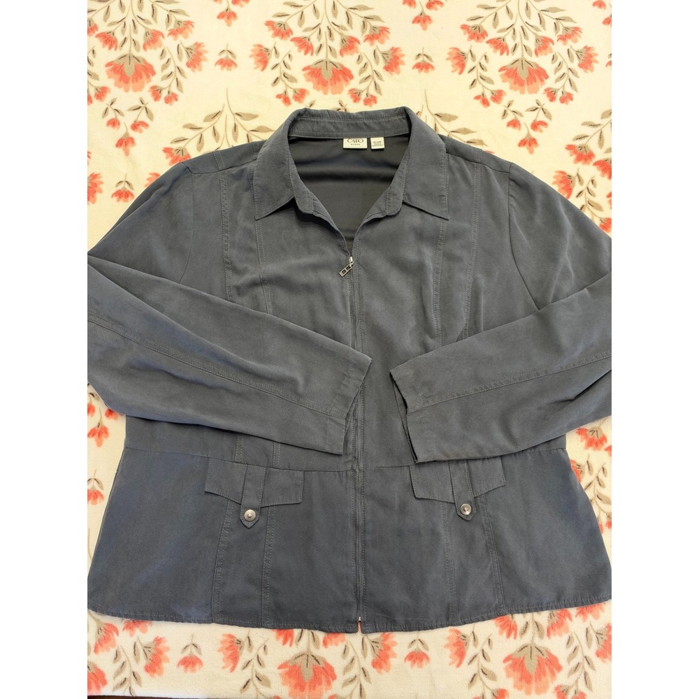 Cato Woman Gray Faux Suede Zip Front Jacket Plus Size 22/24W Pockets